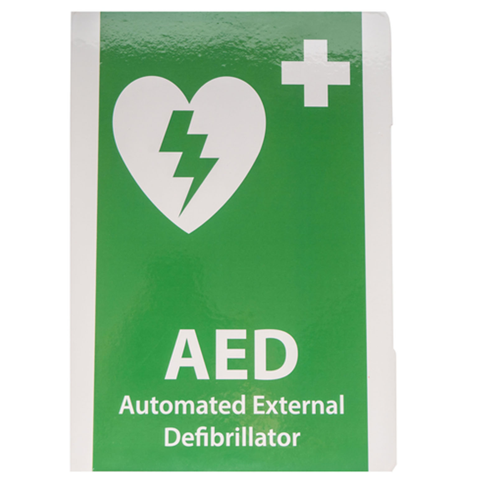 AED defibrillátor L-alakú jel