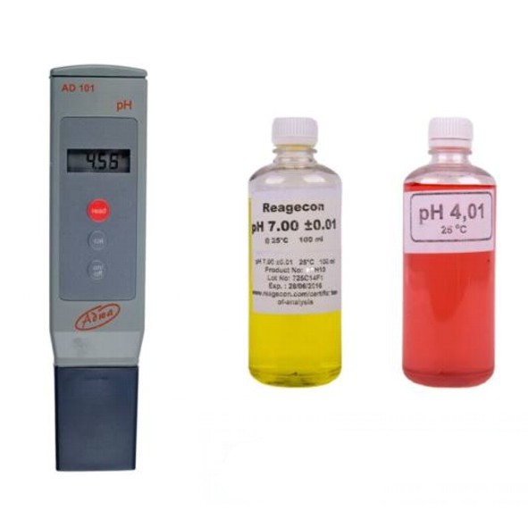 Digitális pH mérő AD101 pH teszter+ 2 x 100 ml puffer oldat