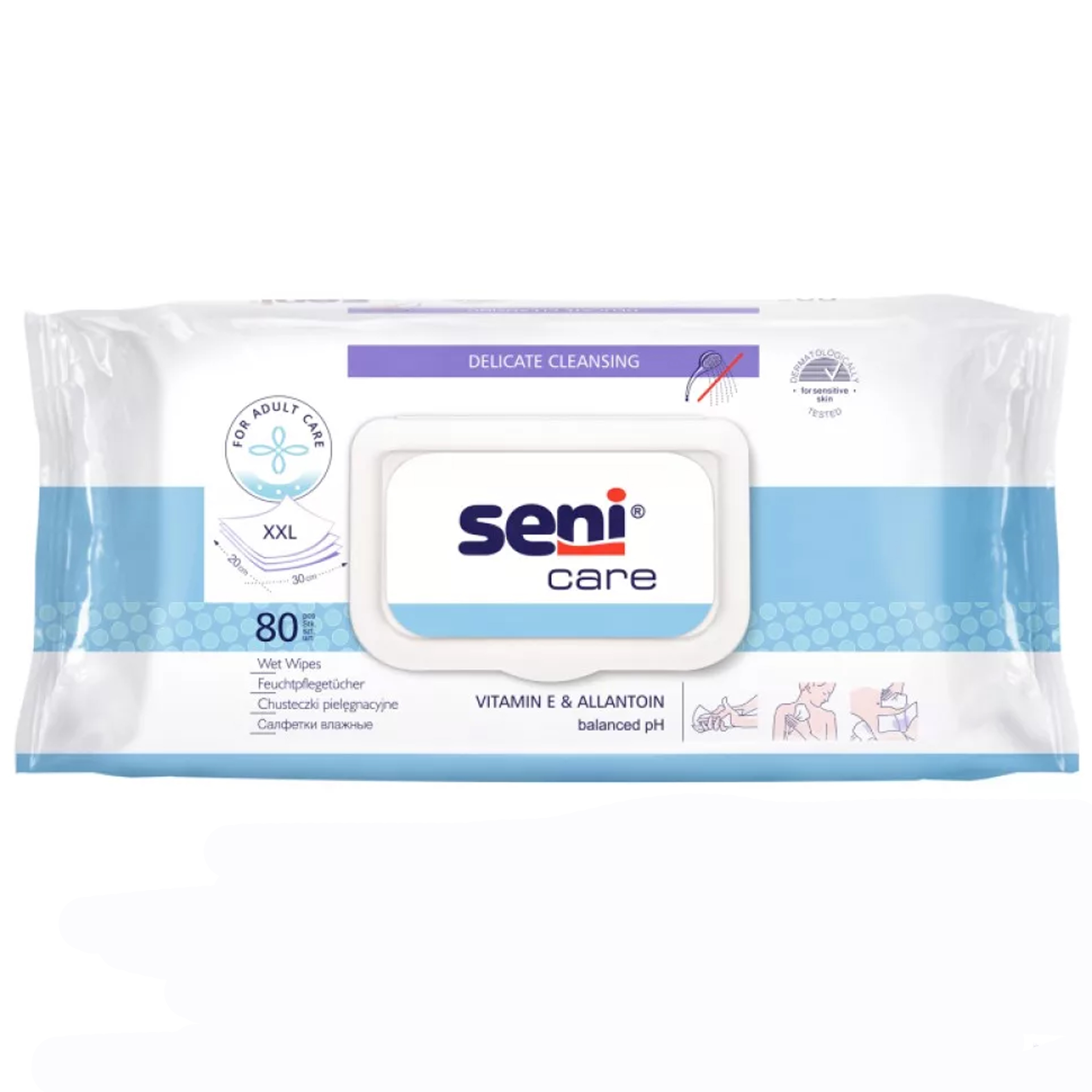 SENI CARE nedves törlőkendő 10/80 db - E-vitaminnal
