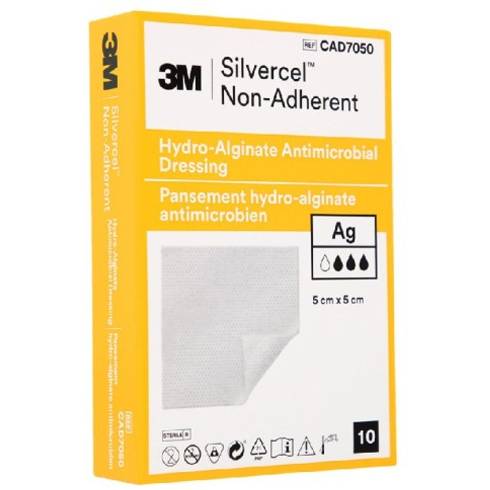 SILVERCEL 3M HYDRO-ALGINATE ezüst tartalmú antiszeptikus kötszer 5x5 cm