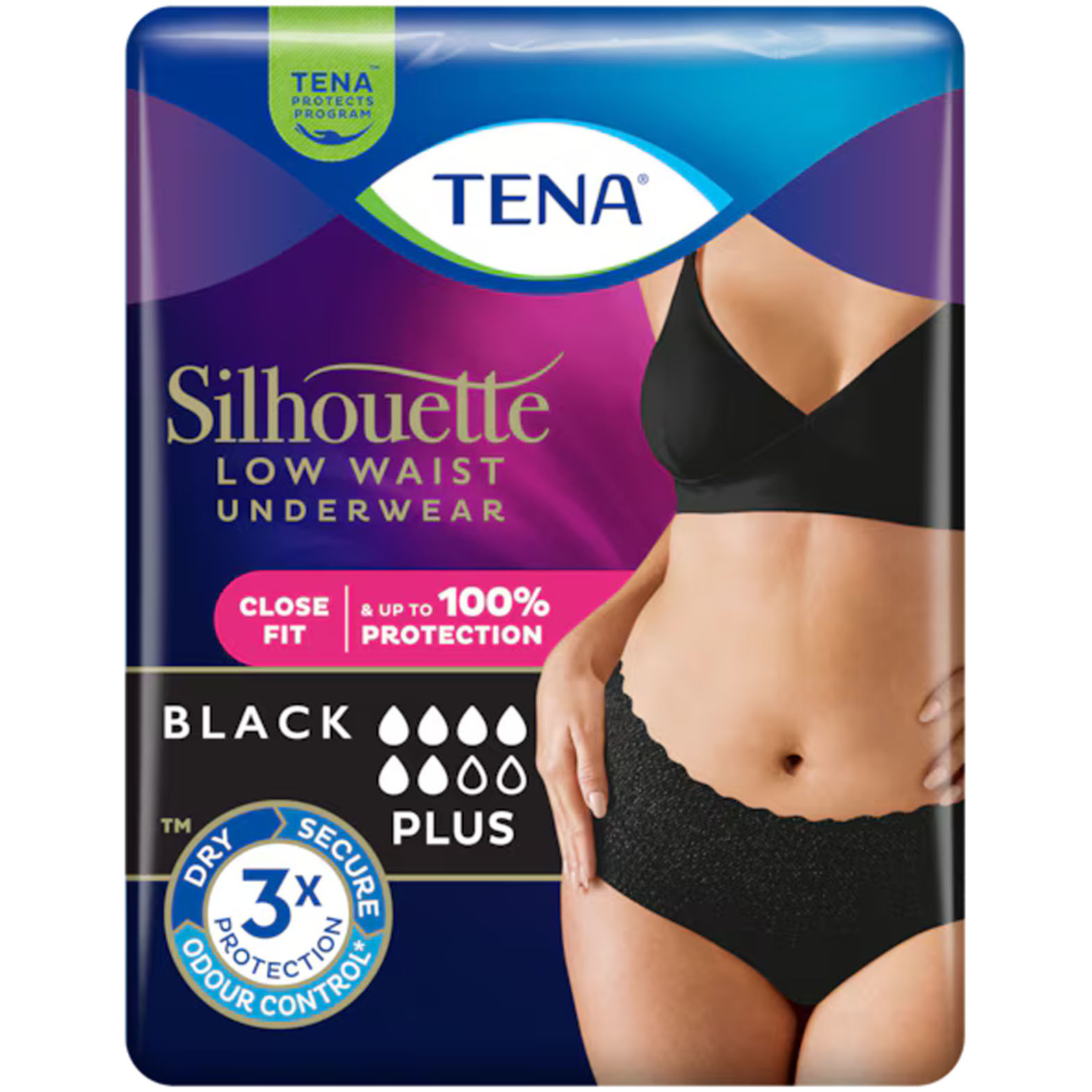 TENA Silhouette Plus M Fekete inkontinencia pelenkanadrág 12db/csomag