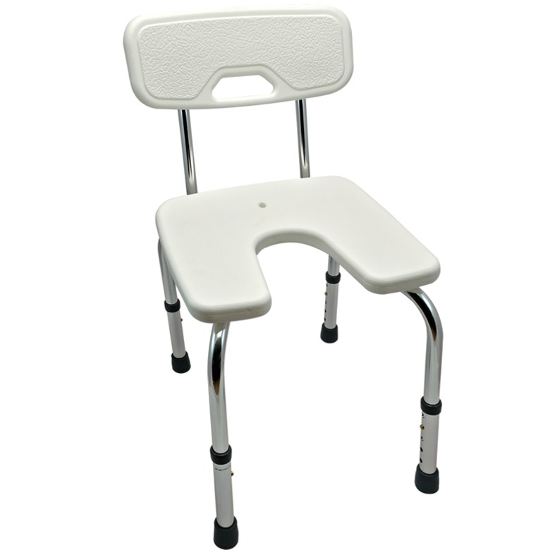 Tuslóló ülőke - tusoló szék higiéniai nyílással, háttámlával