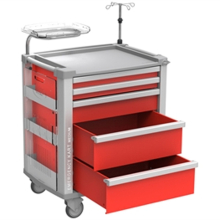 MEDI sürgősségi kocsi - piros, 5 fiókos, 80,4 x 61,6 x 97,5 cm