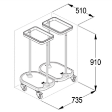 Szennyesgyűjtő kocsi - pedállal, 2 zsákos