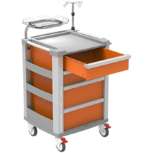 COMPACT sürgősségi kocsi - narancs, 4 fiókos, 65,4 x 60,5 x 97,5cm