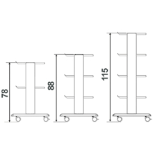 Műszerkocsi SMART CART 2polcos, 50x42 cm + alap