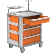 MEDI sürgősségi kocsi - narancs, 4 fiókos, 80,4 x 61,6 x 97,5 cm