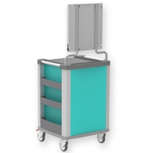 VIEWER-2 radiológiai kocsi - türkiz, 3 fiókos, 65,4 x 60,5 x 97,5 cm