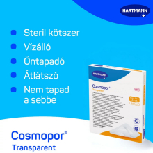 Cosmopor transparent steril filmkötszer sebpárnával 9x10cm - 5 db/doboz