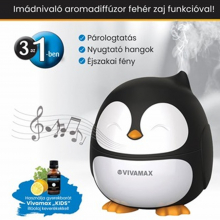 Ultrahangos illóolaj párologtató fehér zaj funkcióval ( Pingvin)