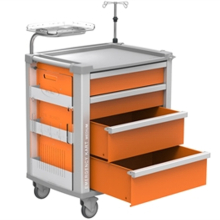 MEDI sürgősségi kocsi - narancs, 4 fiókos, 80,4 x 61,6 x 97,5 cm