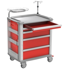 MEDI sürgősségi kocsi - piros, 5 fiókos, 80,4 x 61,6 x 97,5 cm