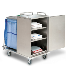 Szennyesgyűjtő és ágyazó kocsi - zárható, rozsdamentes