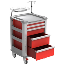 COMPACT sürgősségi kocsi - piros, 5 fiókos, 63,4 x 60,5 x h 97,5cm